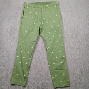 Hart x Fabletics Eagle Edition Men's Golf Pants Green 16.5" Flat Waist Golf Flag